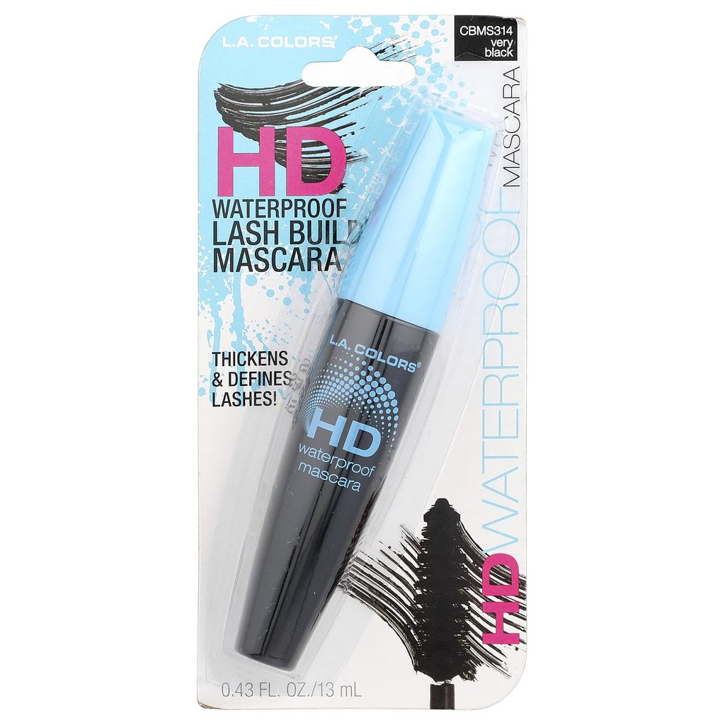 L.A. Colors HD Waterproof Mascara, CBMS314 Very Black, 13ml (0.43fl Oz)
