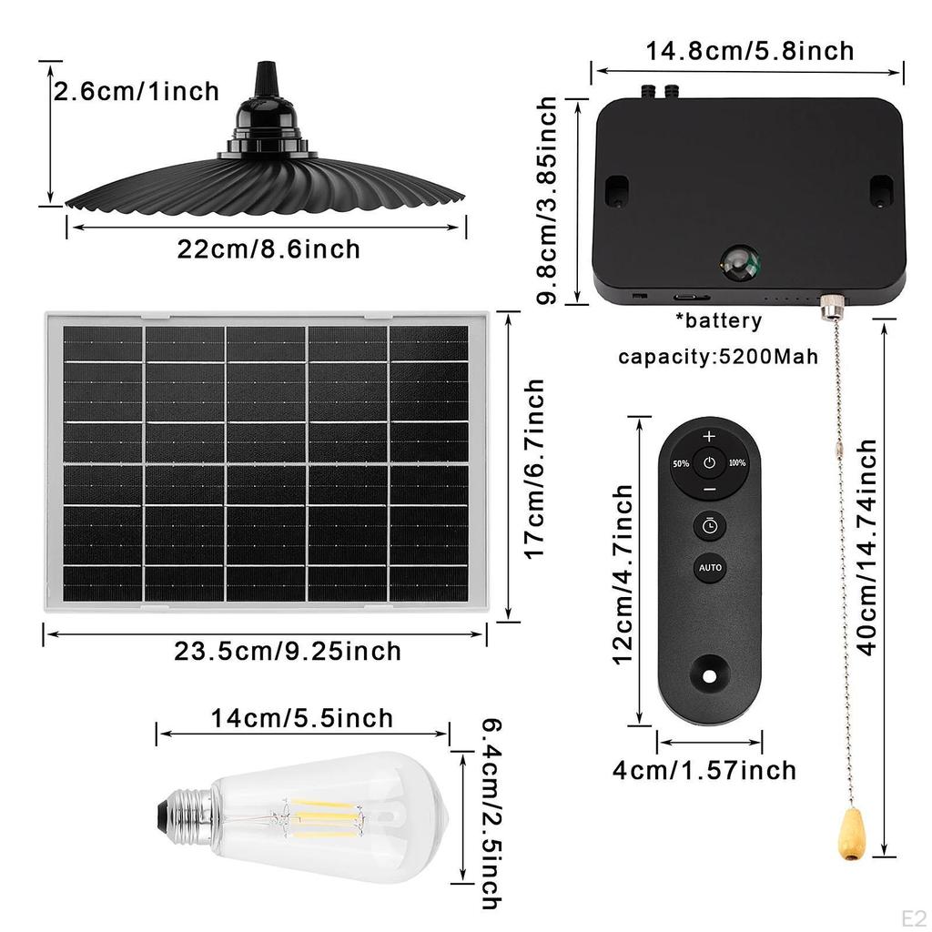 Solar Pendant Light Powered Shed for Inside Farmhouse Patio Barn