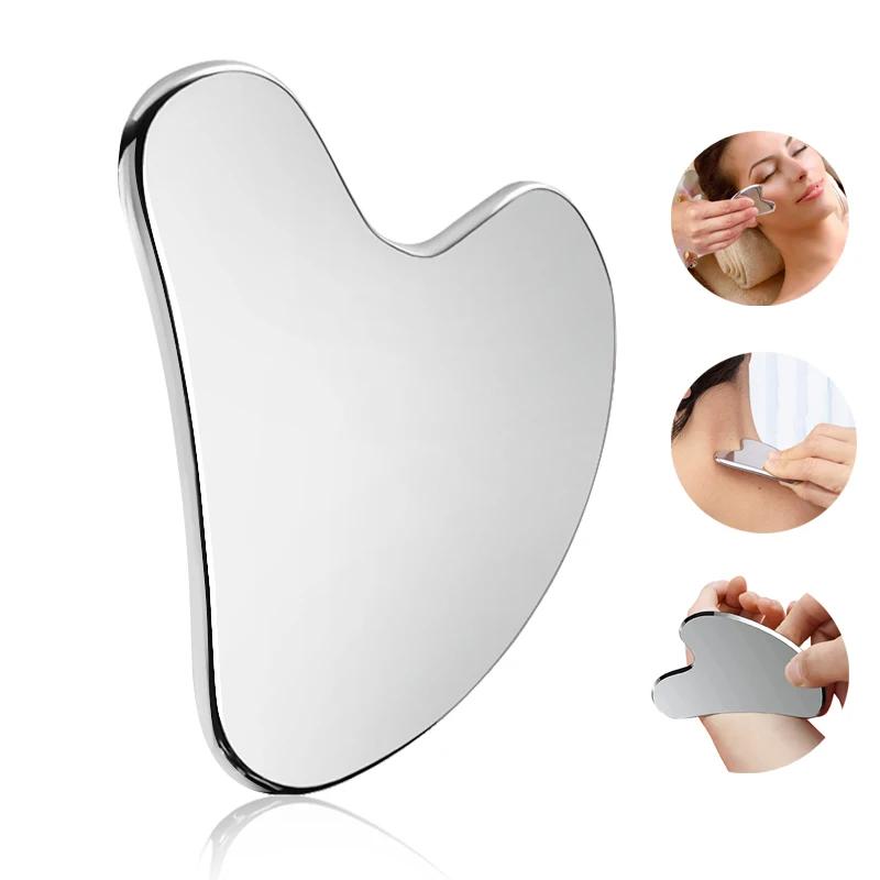 Stainless Steel Facial GuaSha Scraping Face Care Lifting Massage Tools Anti Wrinkle Skin Tighten Cooling Cellulite Massager Tool