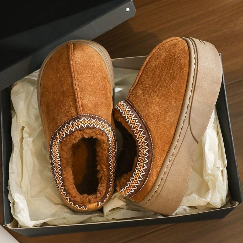 New Winter Women Snow Warm Suede Leather Lazy Loafers Boots Shoes Woman Lady Female Flat  Boots Mules 2024