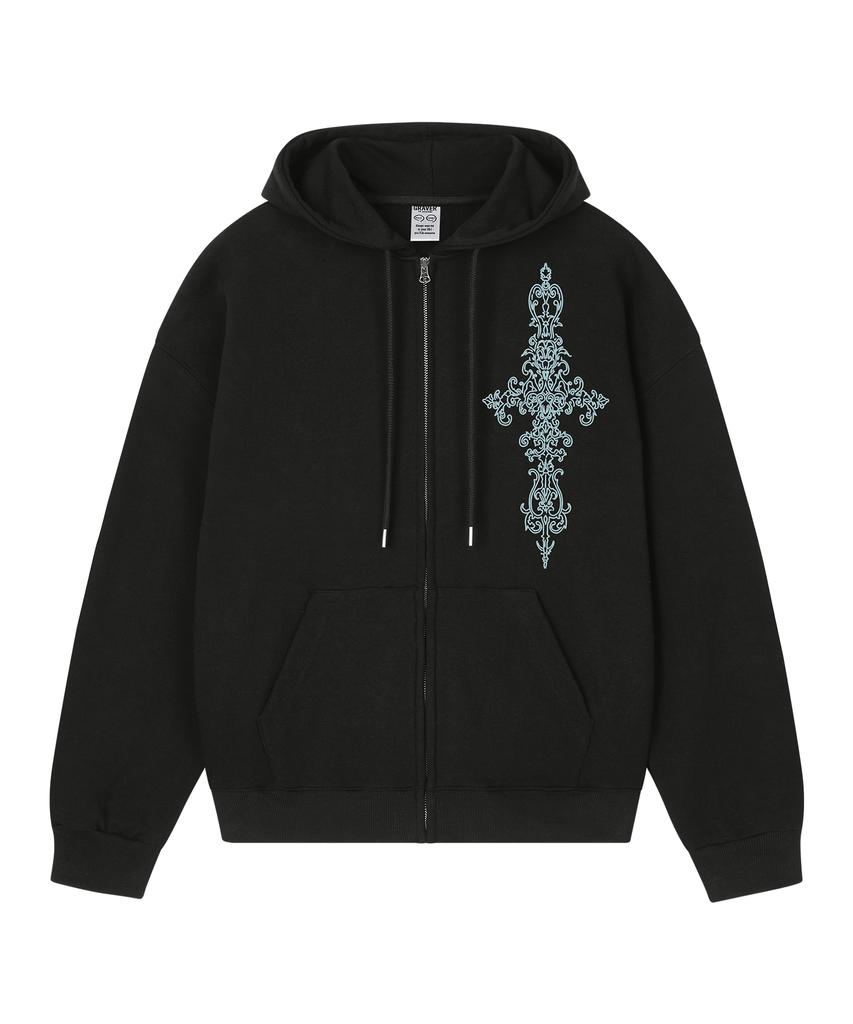 Graver [Unisex] Sim Cross Zip-Up Hoodie_2Color