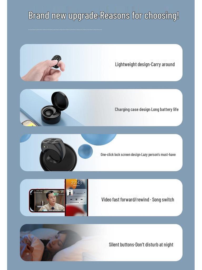 Douyin Bluetooth Smart Ring: Wireless Phone Photography & Audio Controller