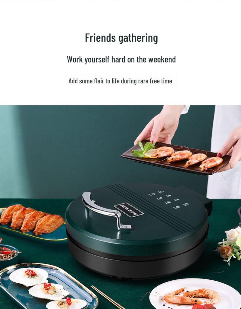 Bistecchiera Elettrica con Riscaldamento a Doppia Faccia e Spegnimento Automatico per Pancake e Crêpes