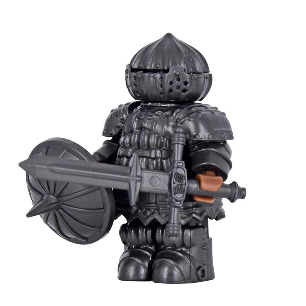 Chevalier Oignon Médiéval Chevalier Noir Détaillé Armure Minifigurine avec Bouclier Interchangeable Blocs de Construction