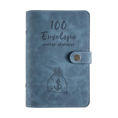 100 Envelopes Money Saving Challenge Budget Binder PU Leather Cover with Cash Envelope PVC Pocket Zi