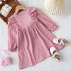 Spring and Autumn New Korean Style Children's Dress with Ruffled Long Sleeves Princess Dress Vintage Style Girls' Dress