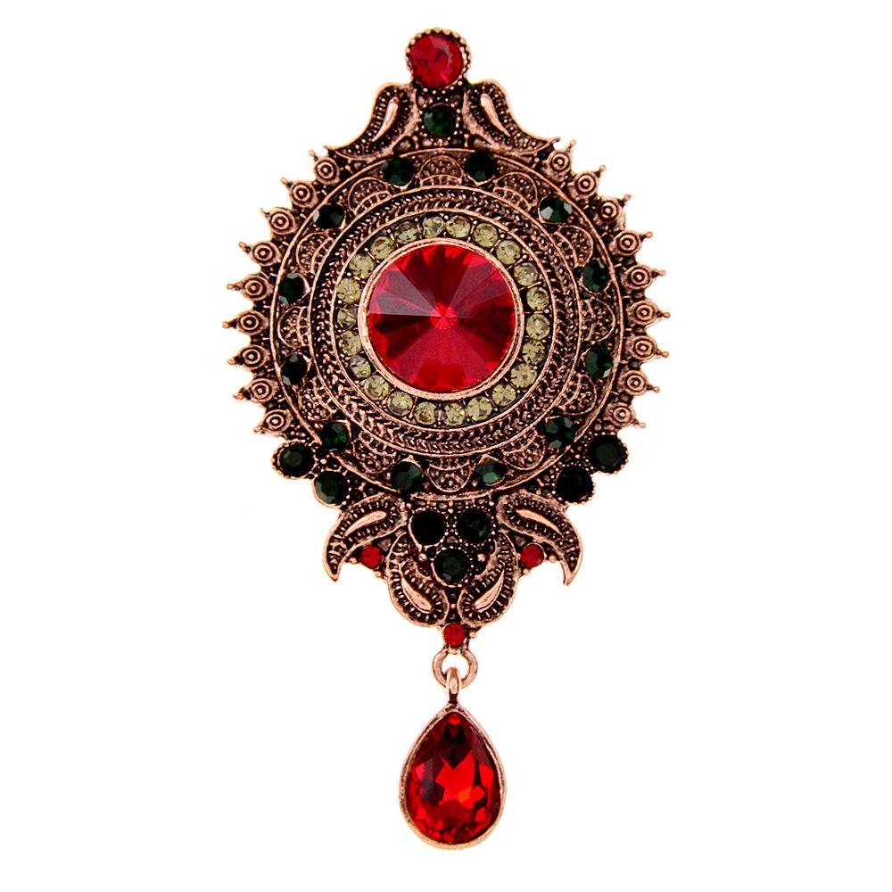 Винтажная мода придворный барокко брошь тренд темперамент женская одежда корсаж украшение булавка красный