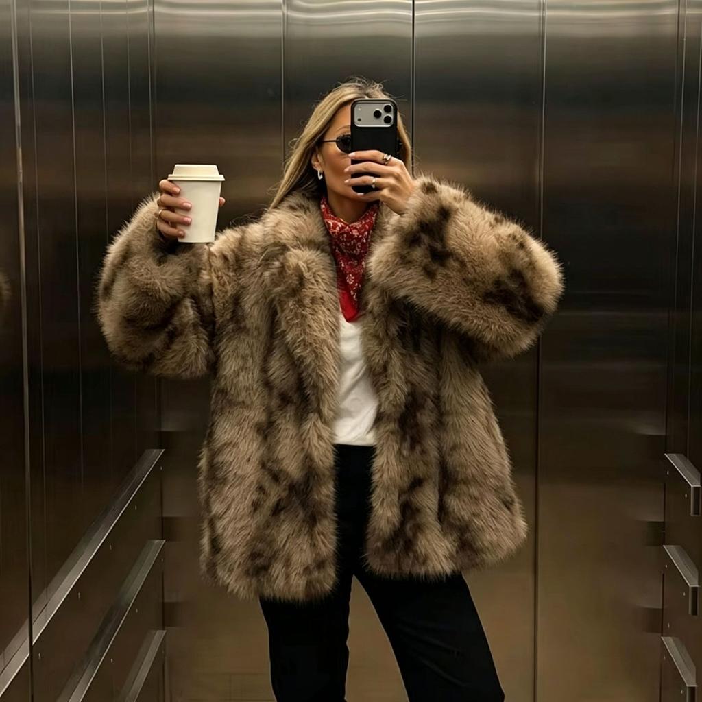 Winter clothing new temperament medium and long imitation fox fur fashion loose and thin thickened fur coat coat women
