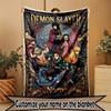 Custom Name Personalized Demon Slayer Print Blanket, Home Decor, Bedroom, Sofa, Camping, Couch, Gifts for Birthday Christmas
