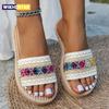 Damslippor Utomhus Platt Designersko Dam Stor Storlek Bohemiska Etniska Sandaler Mode Tofs Strandtofflor Tofflor Dam