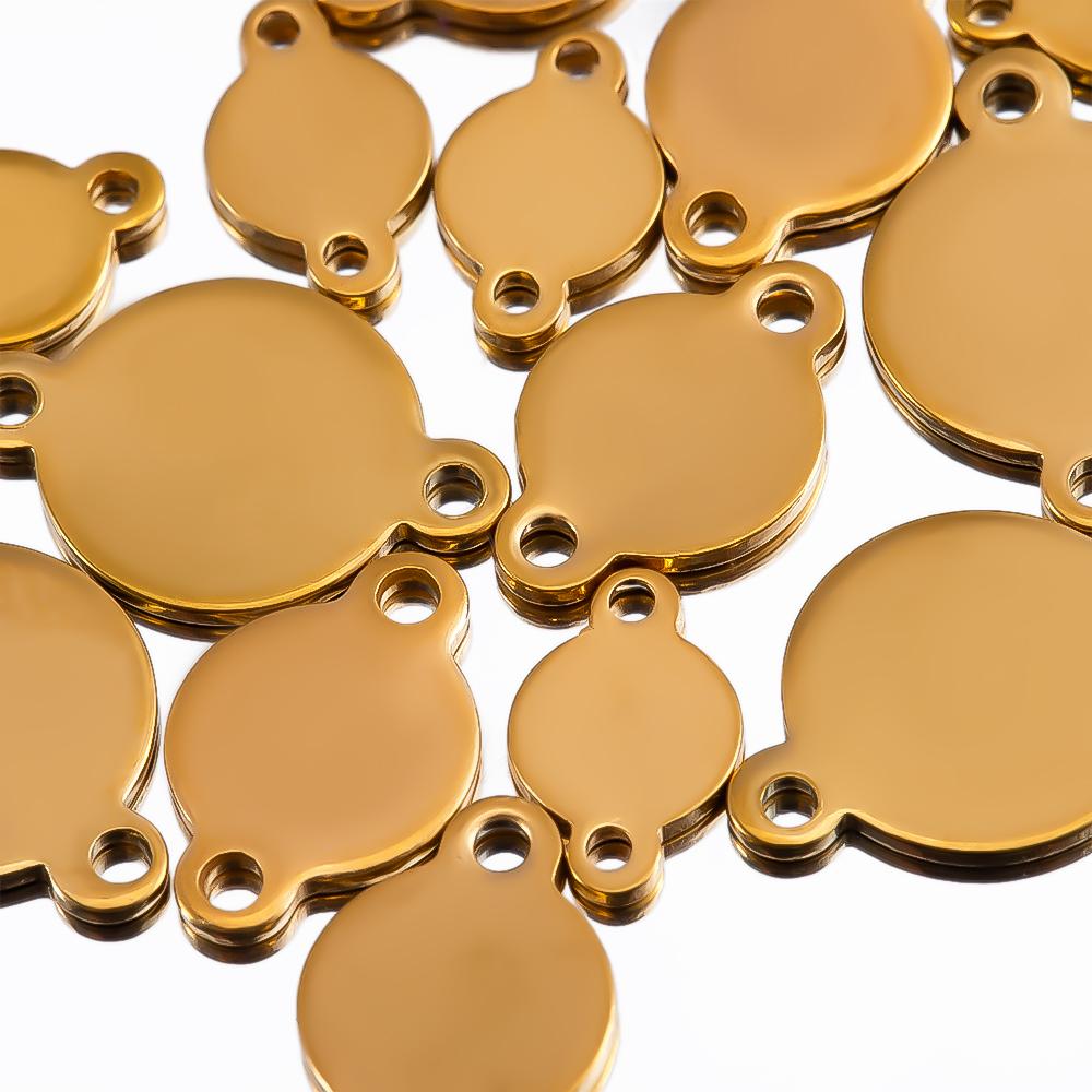 20Pcs Stainless Steel Flat Round Links Stamping Blank Tag Connectors 2 Holes Disc Pendant DIY  Necklaces Jewelry Making Supplies