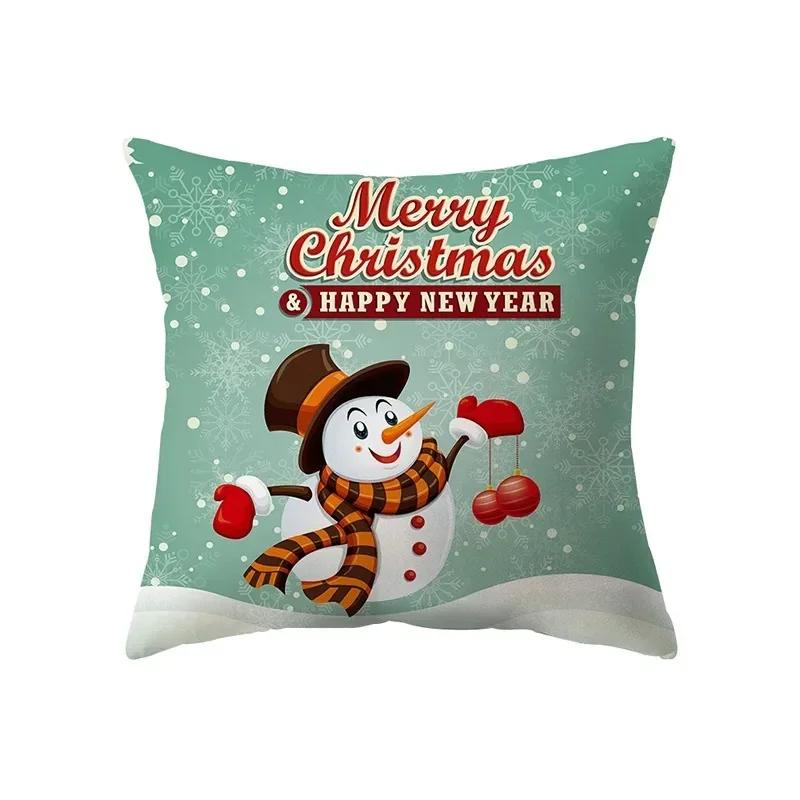Federa Cuscino Stampata Babbo Natale Buon Natale Decorazione Casa Soggiorno Divano Cuscino Quadrato