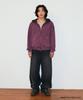 Mahagrid Pigment Stripe Mixed Zip Up Hoodie Purple(Mg2Fffm492A)