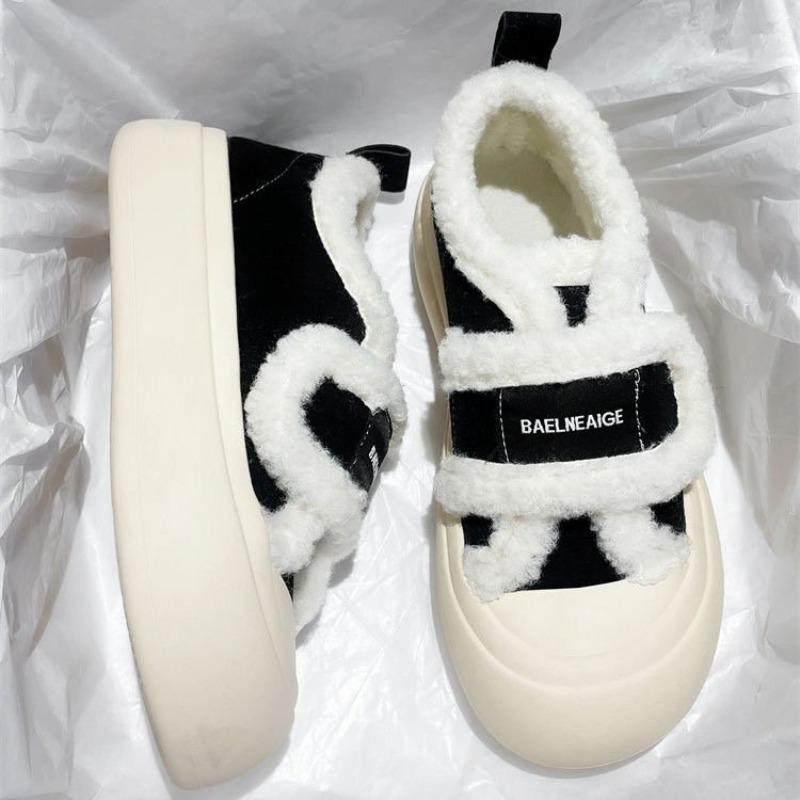 New velvet niche design breadboard shoes women's winter warm casual shoes Velcro cotton shoes