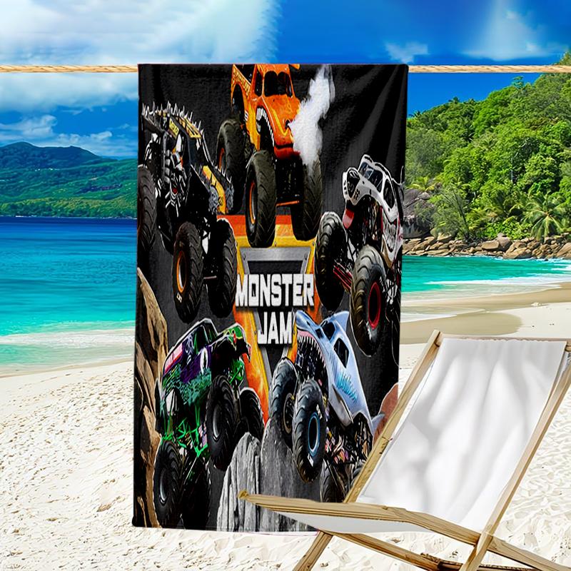 Beweis Strandtuch mit einem Monster Jam Muster - weich, saugfähig, schnelltrocknend, maschinenwaschbar - perfekt zum Schwimmen, Camping, Baden