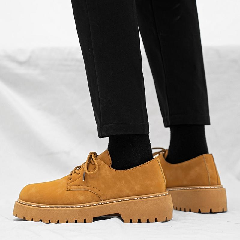 High Quality Mens Casual Shoes British Style Lace-Up Man Work Shoes Big Head Leather Shoes Comfortable Men Dress Shoes Moccasins