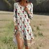 Long  Sleeve Dress For Women Casual Loose Fit Print Dress With Pockets