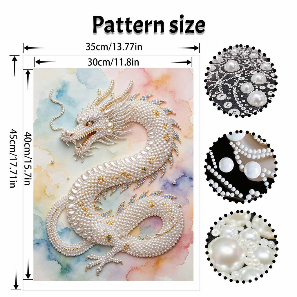5D Pearl Kit Majestic Dragon Pattern DIY Rhinestone Art Relaxing Handmade Ornament Home Wall Desktop Decoration for Beginners