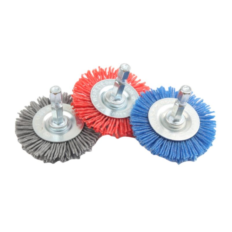 For Drill Rotary Tool Remove Rust/Corrosion/Paint Nylon Abrasive Brush Grit 80/120/180/240 Flat Abrasive Wheel Brush 1/4" Shank