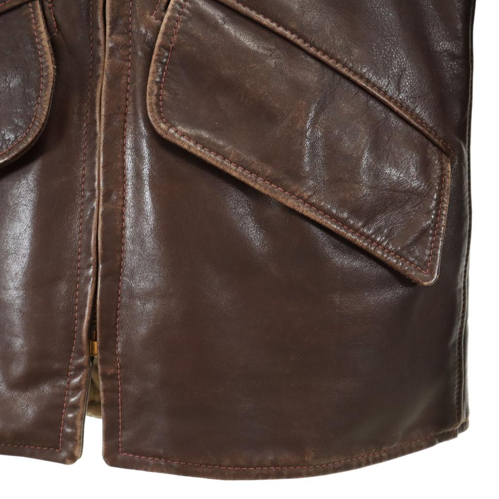VINTAGE 60s 70s Talon Zip Tears Talon Single riders jacket Brown Men's Used