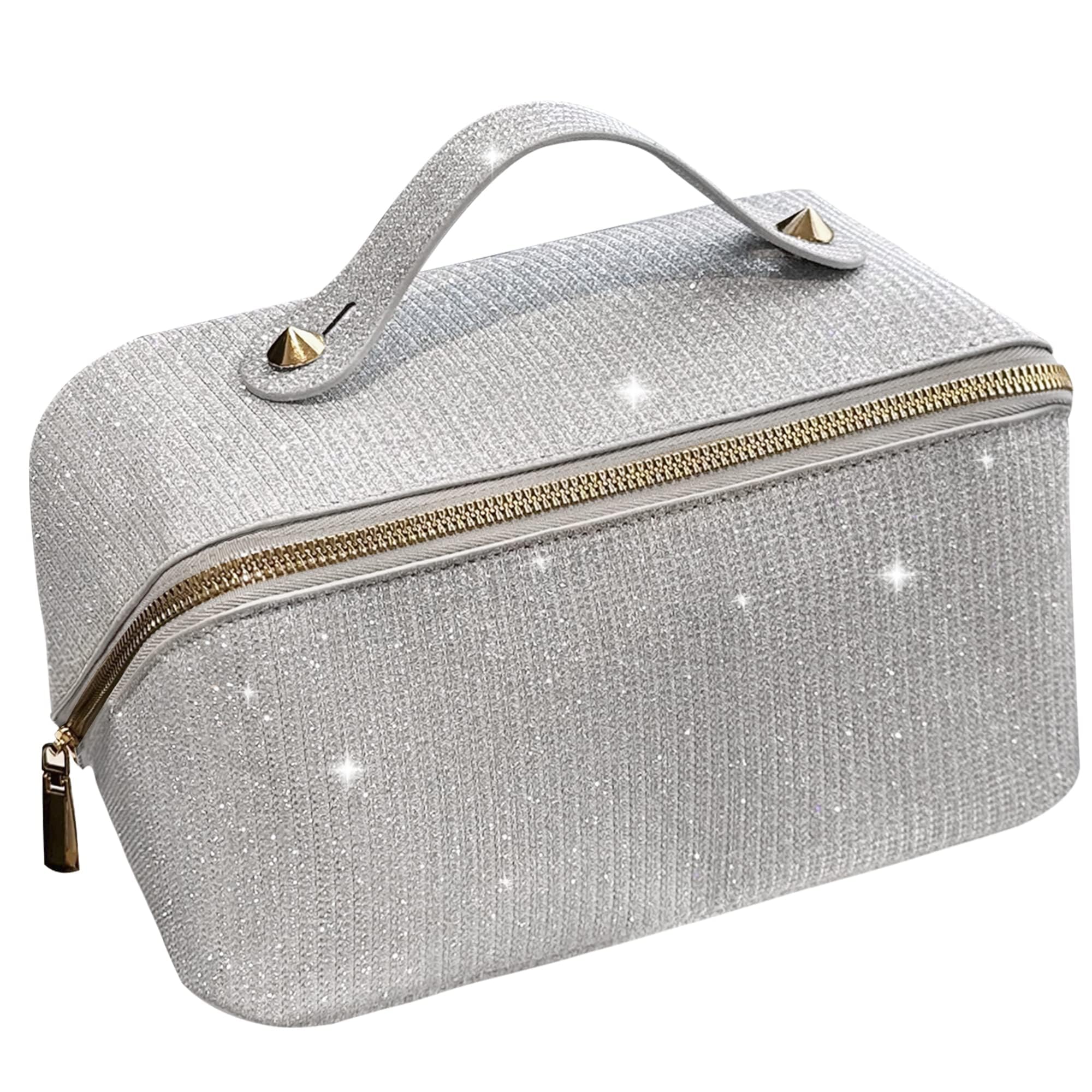 

Aylashine Косметичка с отделениями, портативная большая косметичка для блестящего дорожного макияжа, стильный и просторный органайзер, идеально подходящий для красоты, расширяемый