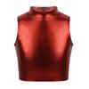 Girls Shiny Metallic Crop Tank Top Ballet Dance Jazz Hip Hop Performance Costumes