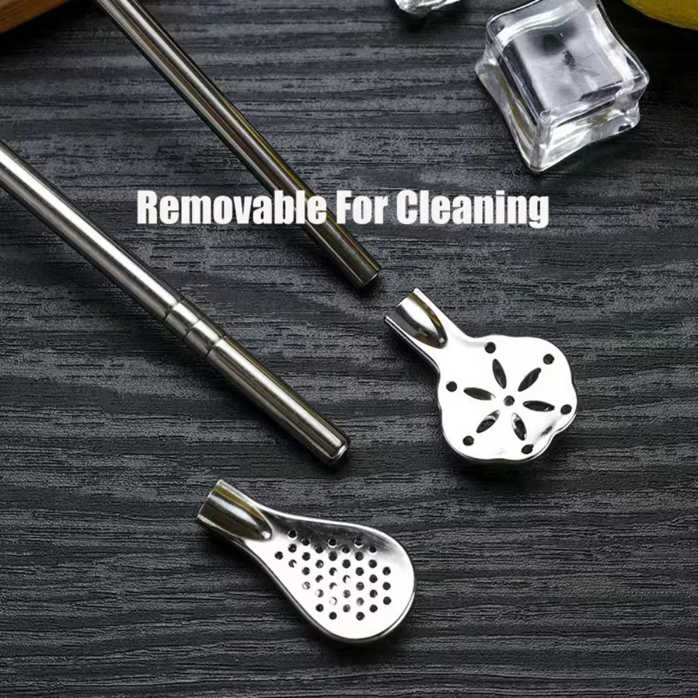 2/4Pcs Bombilla Gourd Yerba Mate Filter Easy Cleaning 2 IN 1 Straw Spoon Tea Filter Bar Accessories