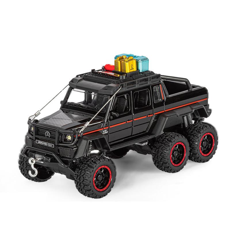 Travel Version 1/24 Benz G63 6*6 Tyre Alloy Pickup Car Model Diecasts Metal Toy Off-Road Vehicles Car Model Sound Light Kids Gift