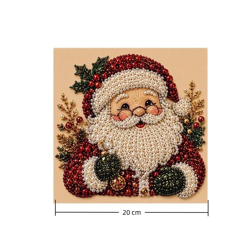 Christmas Pearl Painting Diy Kit Santa Claus Beginner Friendly Stress Relieving Home Wall Hanging Decor Gift Easy To Use