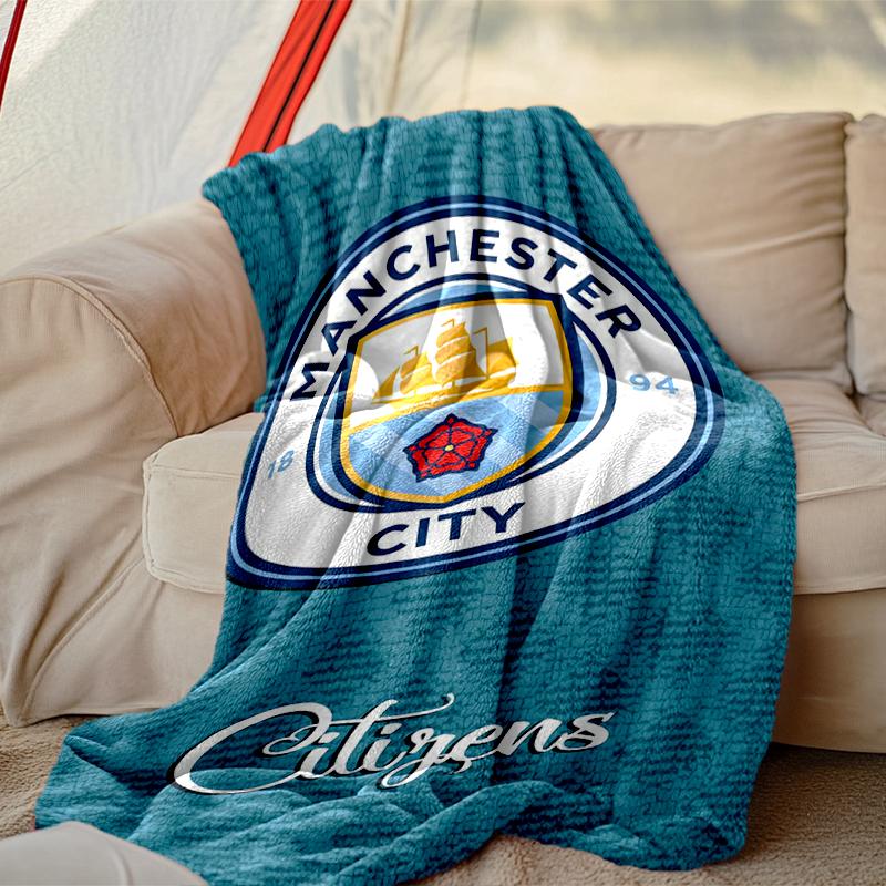 1pc Comfortable Home Print Throw Blanket, Manchester United Manchester City Blanket For Bed and Sofa Use, Special Present For Family