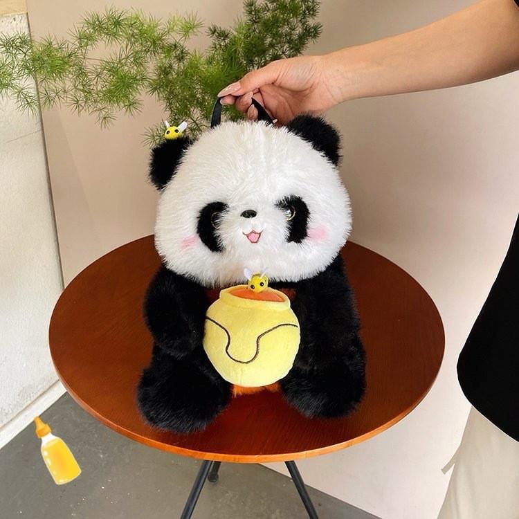 Panda Handheld Cute Honey Can Cartoon Plush Backpack For Kids And Outfits Casual