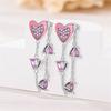 New Earring For Women 925 Silver Sparkling Cordate Zircon Pink Bow Princess Double Hoop Earrings Luxury Festival Party Jewelry