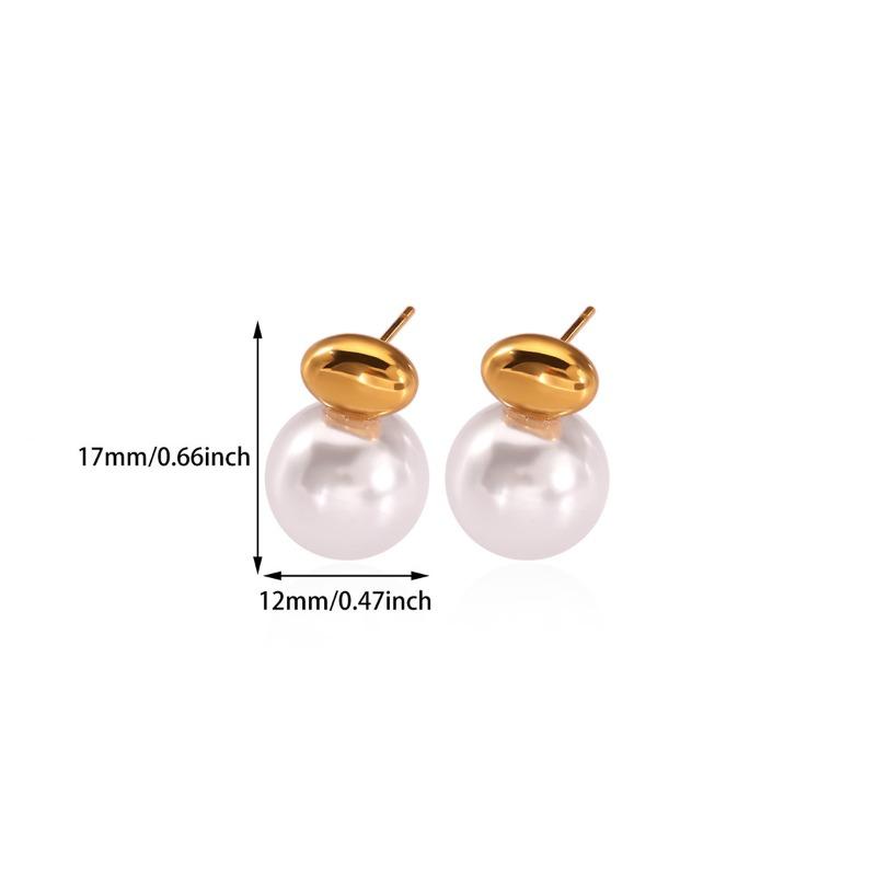 Temperament simple personality light luxury golden bean pearl stud earrings niche design French retro earrings ear jewelry