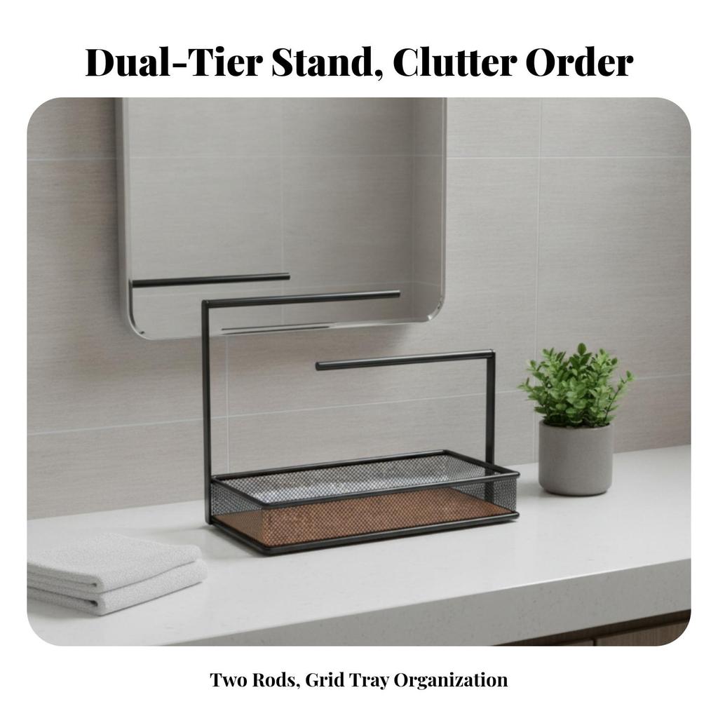 Jewelry Organizer with Tray 2-Tier Display Hanger Spacious for Bedroom
