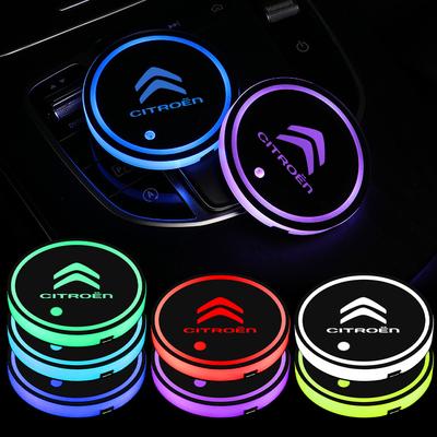 1/2 stuks LED Lichtgevende Auto Waterbekerhouder Onderzetter Lamp Voor C4 C3 Xsara C-Elysee C5 C1 DS DS3 DS5 DS4 Jumper Picasso VTS