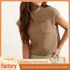 Women's Sleeveless Knit Pullover: Versatile Round Neck Loose-Fit Sweater