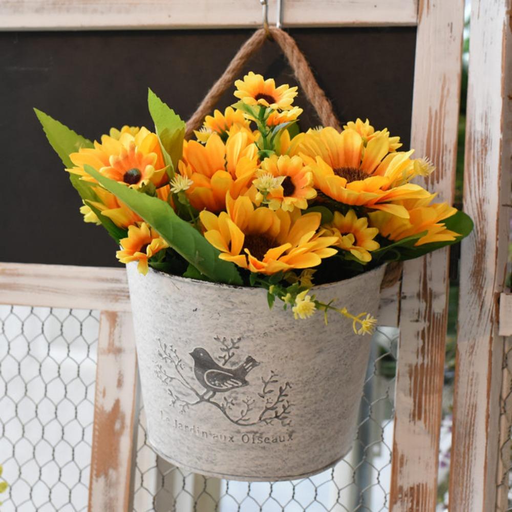 Creative Vintage Wall Mounted Iron Semicircle Flower Pot Flower Vase Hanging Baskets Flower Basket