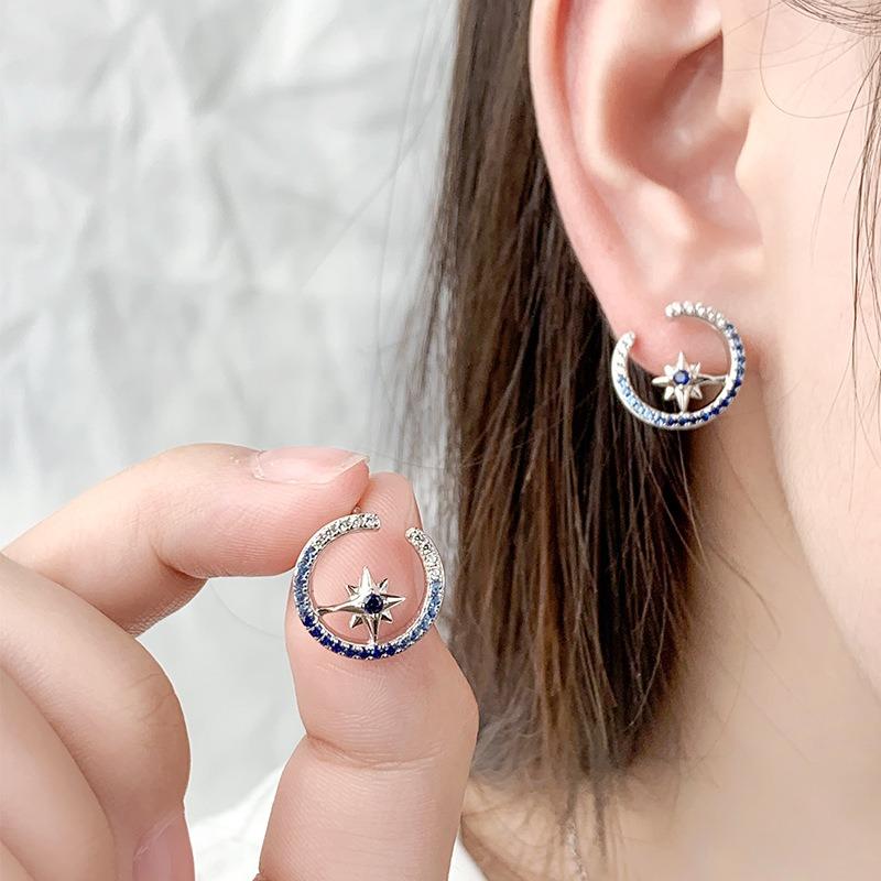 Ins Wind Hexagram Sterling Silber Ohrringe, Temperament Ohrringe S925 High-End Herbst und Winter Neue Ohrringe Damen Accessoires Großhandel