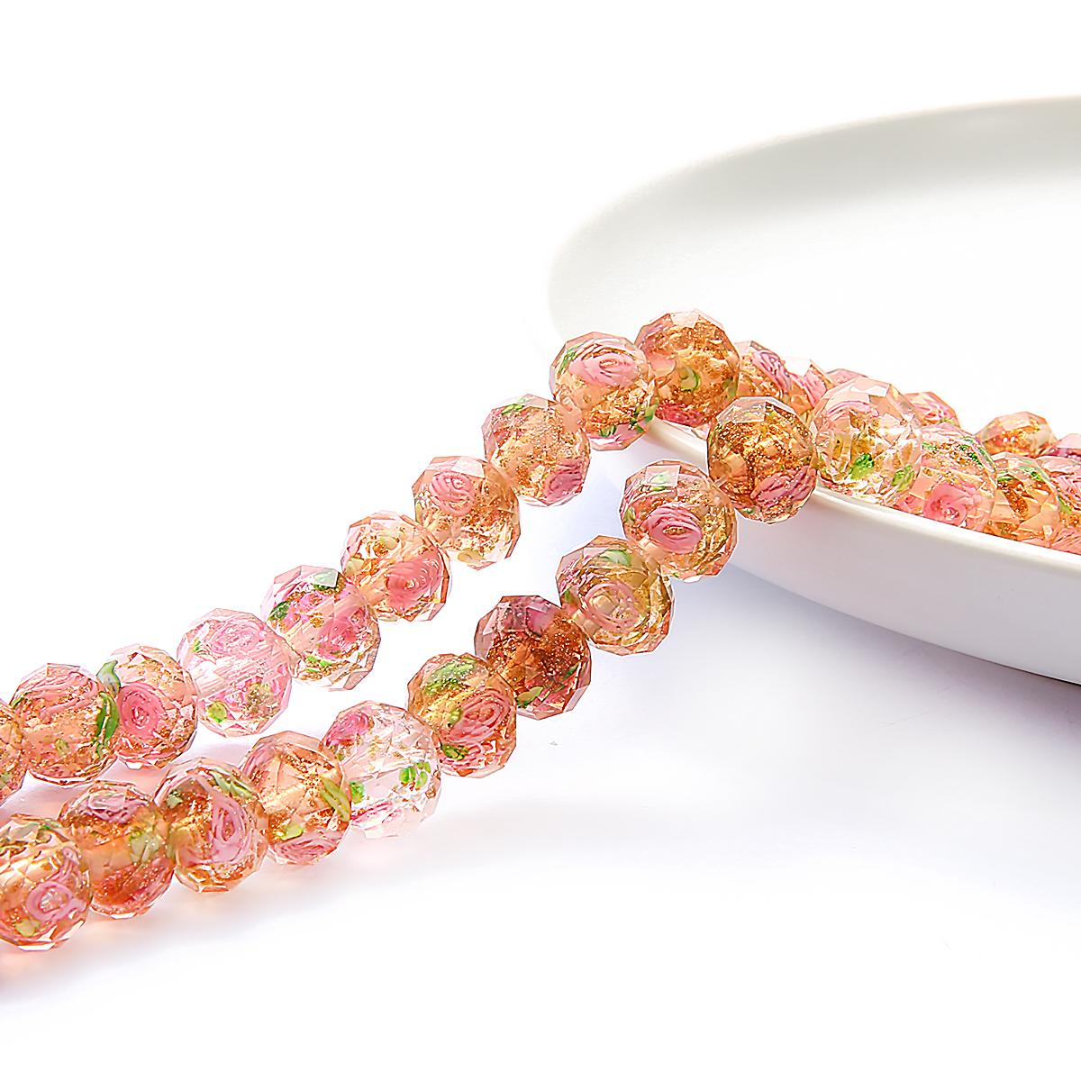 

10 шт./пакет, 8/10/12 мм, муранское прозрачное стекло, бусины лэмпворк для изготовления ювелирных изделий, женский браслет «сделай сам», цветок, рондель, граненые бусины 8mm светло-коричневого