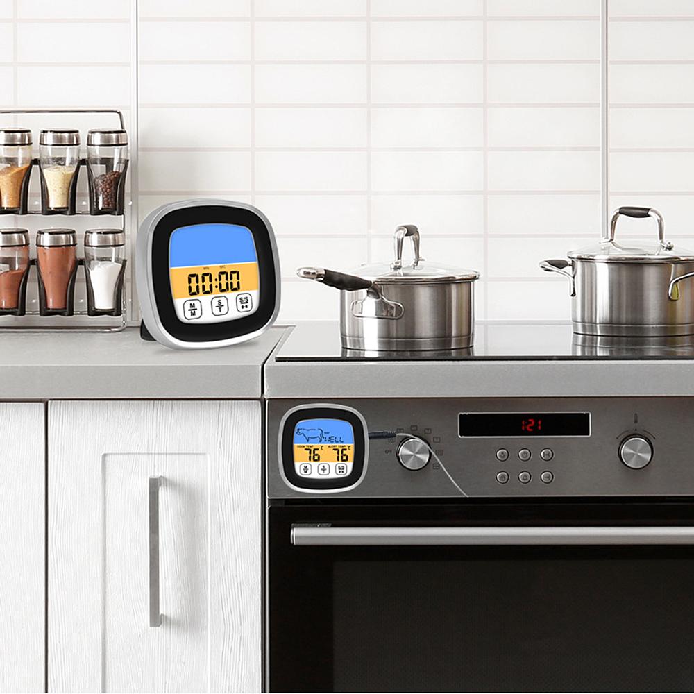 BBQ Thermometer 2 Alarm Mode Touch Screen Backlight Function Meat Thermometer for Outdoor Camping