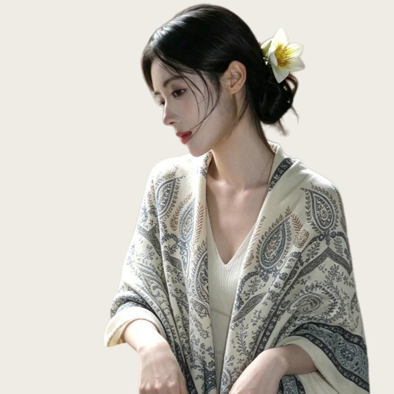 Women's Ethnic Style Cotton-Linen Shawl for Spring/Summer Sun Protection - Yunnan Travel Photography Scarf & Air Conditioned Room Wrap
