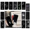 Black With White Moon Stars Space Astronaut Phone Case For Samsung Galaxy A7 A50 51 A70 80 A40 A20 A30 A8 A6 A8 Plus A9 A71