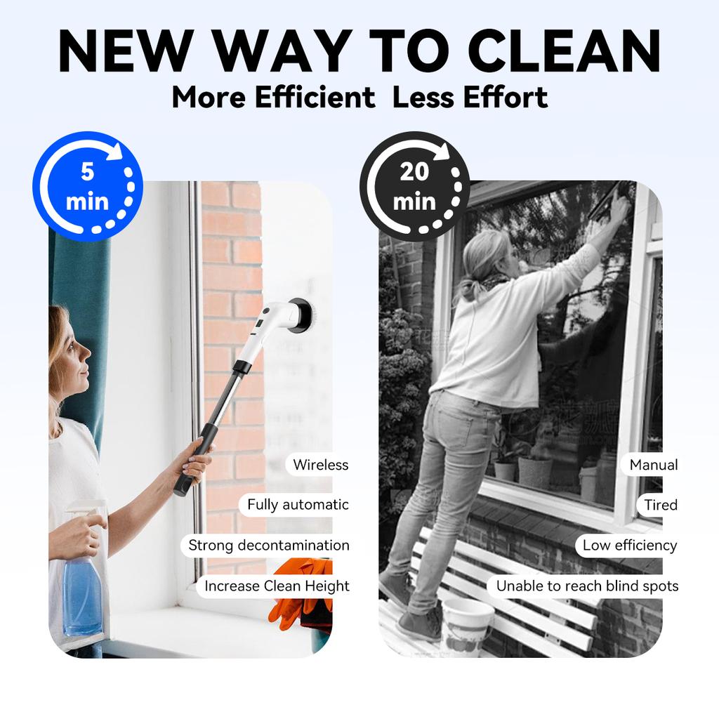 Cepillo Giratorio Eléctrico Inalámbrico Cepillo de Limpieza para el Hogar Material Plástico Cepillo Fregador para Cocina