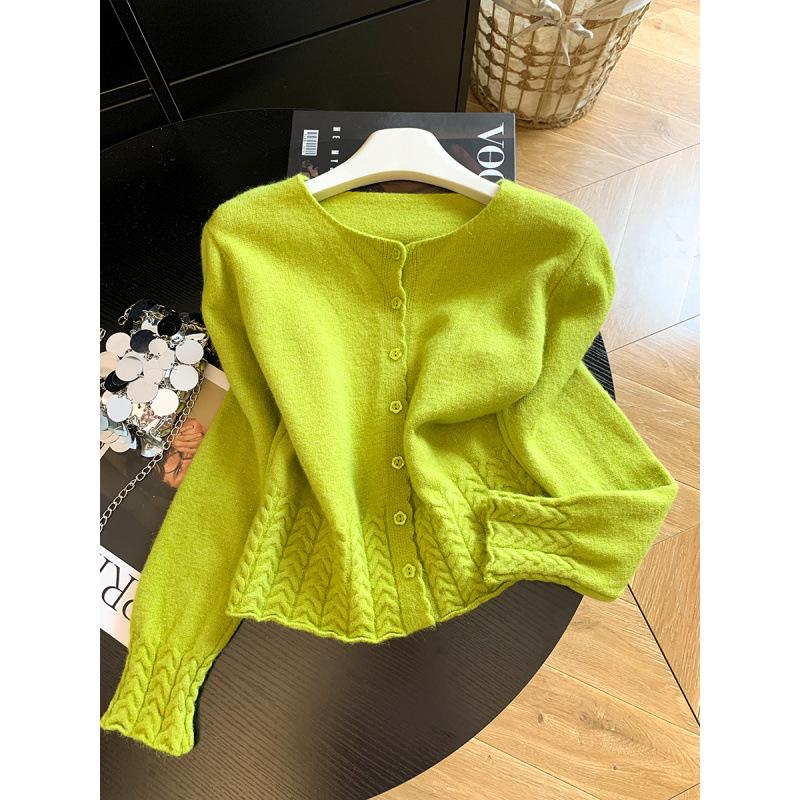 Women's 2026 Slimming Loose Knit Cardigan - Soft & Fluffy Crocheted Sweater Top for Autumn/Winter