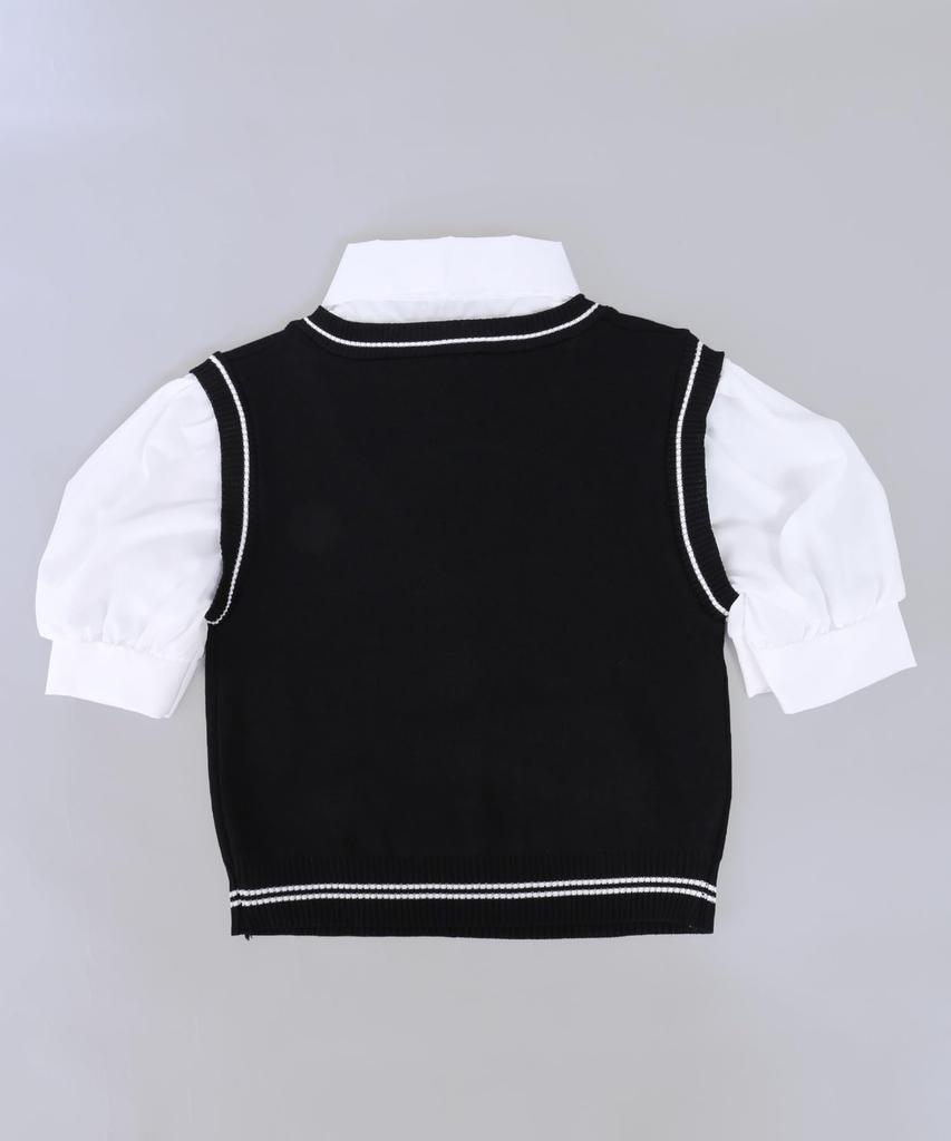 WEGO PHILLY Line Vest Docking Short Size Black Shirt, Girly, Sleeve, Women's, F,