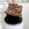 Thick Girls Bear Ears Leopard Autumn Winter Korean Fisherman Hat Basin Hat Plush Bucket Hats