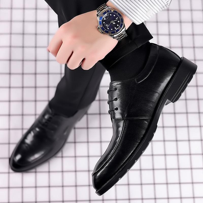 Läderskor Herr Business Formell Klädsel Casual Andningsbar Nappaskinn Koreansk Version Ungdom Arbete Brudgum Bröllop Läderskor