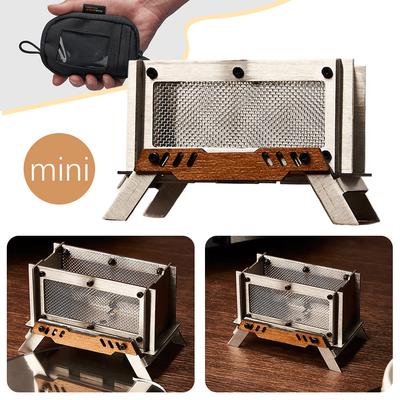 Incense Burner Camping Mini Wood Stove Aromatherapy Holder Card Type Stainless Steel Charcoal Stove for Camping Meditation