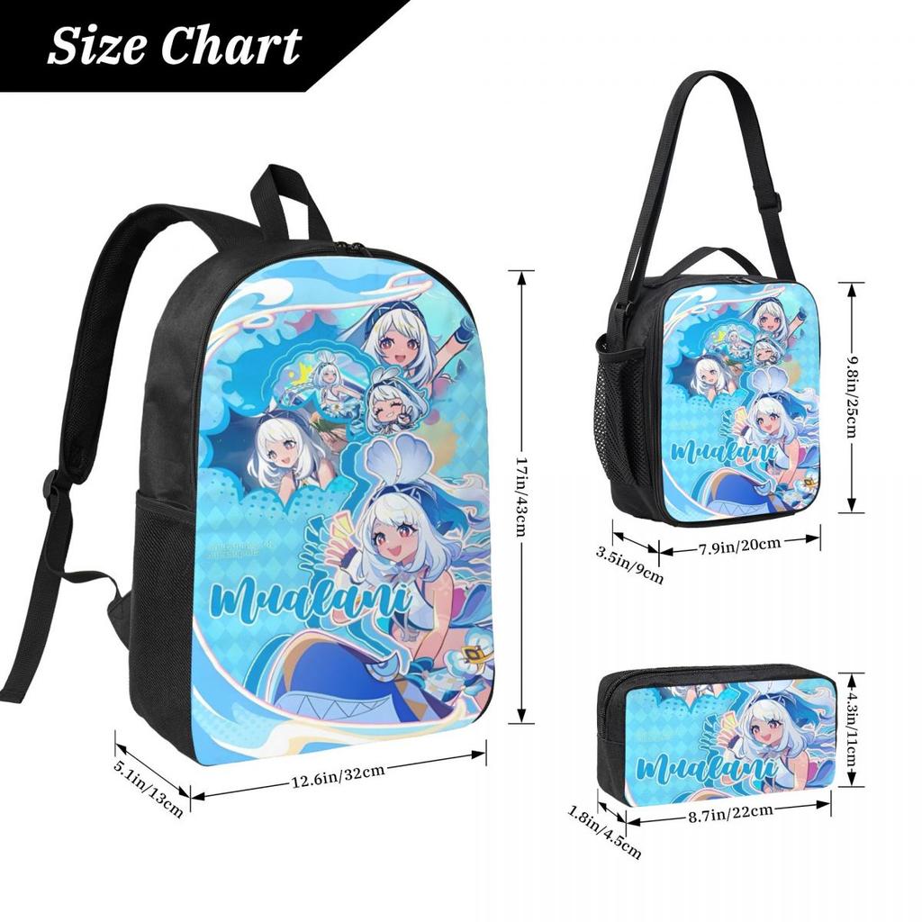 Genshin Impact Game Kids Backpack Lunch Box Pencil Boxes for Boys Girls Backpacks Large Capacity School Bag Bookbag Set