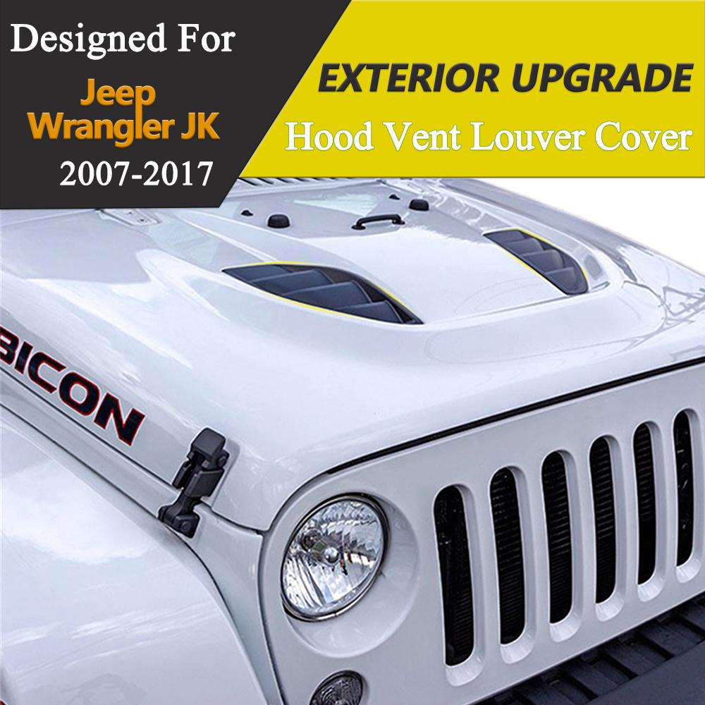 Hood Vent Louvers Cover Trim for Jeep Wrangler JK Rubicon 2007-2017 10th Anniversary Hood Vent Covers Car Styling Accessories